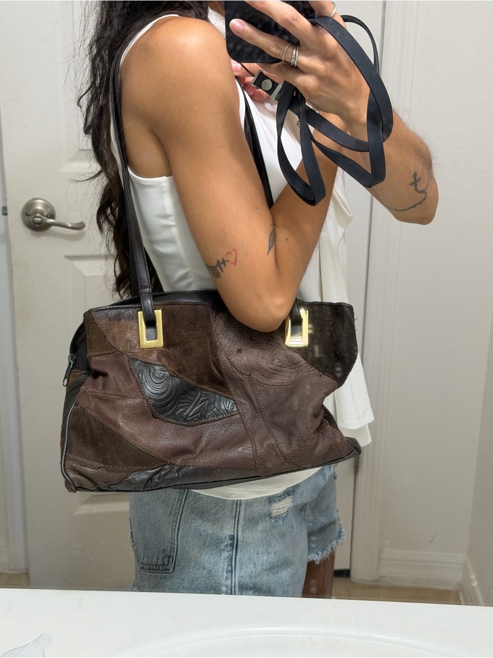 Everyday Patchwork Brown Leather Tote